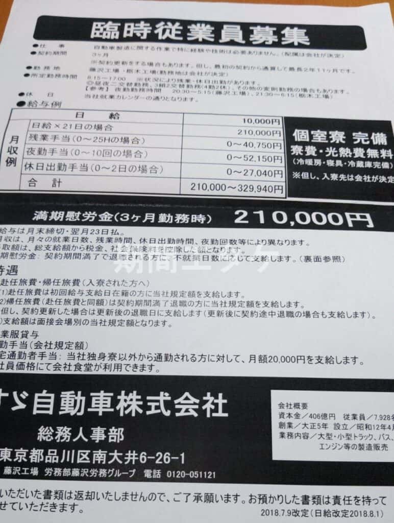 いすゞ期間工求人